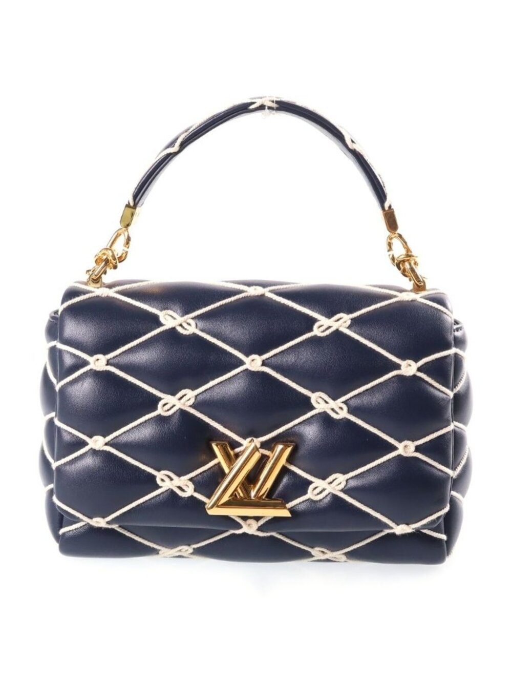 Louis Vuitton Maltage 2-Way Shoulder Bag Navy Leather Gold